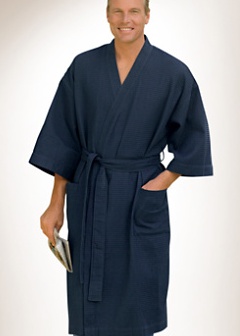 Navy Waffle Kimono