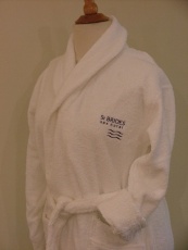 Embroidery on Royal Spa robe,