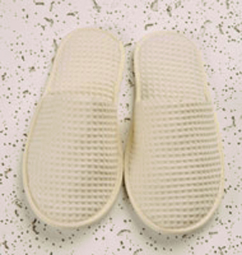 White Waffle Cotton Slippers